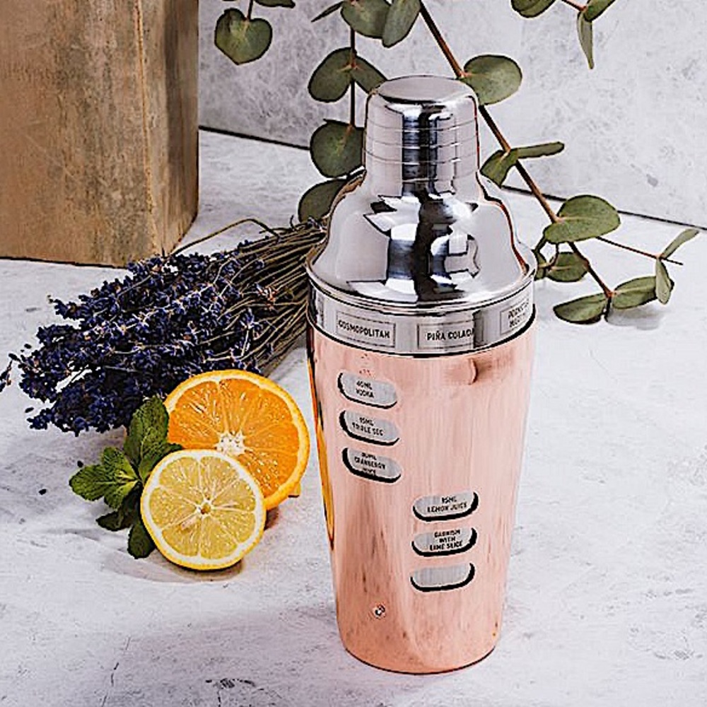 Thumbs Up Recipe Cocktail Shaker - Stainless Steel & Copper Bronze